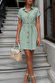 Women's Button Front Belted Mini Dress - 2
