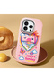 iPhone 16 Pro Max Compatible Case Camera Protective Pink Heart Pattern Silicone Lover Couple Phone Case - 2