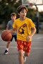 Boys Basketball Printed T-Shirt and Shorts 2-Piece Set – Yellow Red - 2