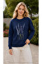 Women's Lavender Flower Printed Round Crew Neck Casual Basic Sweathirt