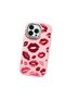 iPhone 13 Pro Compatible Case Camera Protector Pink Kiss Pattern Silicone Lover Couple Phone Case Cover - 3
