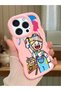 iPhone 15 Pro Compatible Case Camera Protector Pink Silicone Couple Phone Case Cartoon Pattern