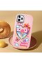 iPhone 11 Pro Compatible Case Camera Protector Pink Heart Pattern Silicone Lover Couple Phone Case - 2