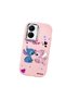 Vivo Y02S Compatible Case Camera Protector Pink Stitch Patterned Silicone Lover Couple Phone Case - 3