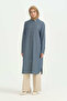 Plus Size Brooch Detailed Tencel Tunic - Indigo