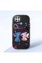 Oppo A15 Compatible Case Camera Protective Black Stitch Patterned Silicone Beloved Couple Phone Case