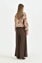 Asymmetrical Closure Wide Leg Modal Trousers - Brown - 4