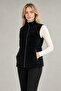 Women's Black Nova Fabric Stand Collar Waterproof Zippered Inflatable Vest
