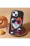iPhone 14 Plus Compatible Case Camera Protector Black Heart Pattern Silicone Lover Couple Phone Case - 2