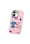 Oppo A6 Pro Compatible Case Camera Protector Pink Stitch Patterned Silicone Beloved Couple Phone Case - 3
