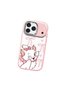 iPhone 18 Pro Max Compatible Case Camera Protector Pink Cartoon Patterned Silicone Lover Couple Phone Case - 3