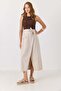 Women's Cotton Tie-Up Slit Skirt Cream - 2
