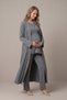 Women's Smoked Double-Breasted Collar Breastfeeding Detailed Long Sleeve Maternity Pajama Set with Dressing Gown - 6