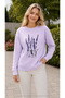 Women's Lavender Flower Printed Round Neck Casual Basic Sweathirt