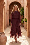 Ruffle Detail Blouse and Skirt Set 220895 Plum - 2