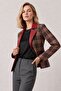 Liora Women's Plaid Red Double-Sided Genuine Leather Blazer Jacket - 3