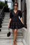 Women's V-Neck Ruffle Short Sleeve Mini Dress - 2