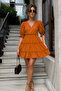 Women's V-Neck Ruffle Short Sleeve Mini Dress - 3