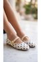 Women's Beige Satin New Stylish Buckle-Strap Polka Dot Detailed 1cm Ballerinas Byndlckpuan01 - 8