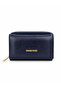 Women's Soft Faux Leather Multi-Card Holder Zippered Wallet Navy Blue - 3