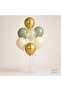 7-Piece 70 cm Balloon Stand Set with 7 Balloons Eucalyptus Sea Sand Chrome Gold Transparent Confetti - 3