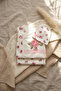 Baby Girl Rose Patterned 3-Piece Set - 100% Cotton Lace Detailed Double-Breasted Bodysuit, Booties, and Hat - 3