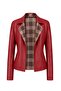 Liora Women's Plaid Red Double-Sided Genuine Leather Blazer Jacket - 6