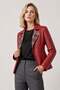 Liora Women's Plaid Red Double-Sided Genuine Leather Blazer Jacket - 2