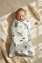 Green Forest Patterned Cotton Muslin Baby Blanket with Piping and Embroidered Edges 90*90 cm - 2