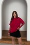 Women's Red Sleeves with Lace Detail, Comfortable Fit T-Shirt with Fabric Features