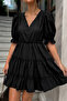 Women's V-Neck Ruffle Short Sleeve Mini Dress