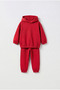 Basic Şardonlu Hooded Set 2-7 Years Red