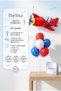 Red Airplane Balloon Stand Set |   Transparent 7-Piece Stand + Red Airplane Foil Balloon 94×50 cm + 7 Latex Balloons - 2