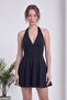 Women's Halter Neck Flared Mini Homecoming Dress Pink, Black, Mink - 2