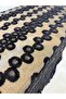 Black Fluffy Pompom Flower and Sequin Embroidered Tulle Fabric (140 cm) - Evening Dress and Designer Fabric - 2
