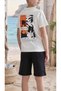 Cluppolo 4042 Boy's Tropical Patterned Shorts Set with Pockets - 3