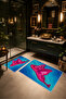 Fuchsia Blue Mushroom Patterned Non-Slip Base Bath Mat Set of 2