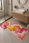 Pink Orange Slow down Written Wave Patterned Bath Mat Set of 2 - 2