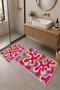Pink Yellow Abstract Wave Pattern Non-Slip Base Bath Mat Set of 2 - 2