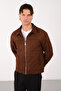 New Season Regular Fit Quilted Detail Men's Suede Jacket - 4