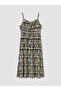 U Neck Patterned Strappy Ruched Dress - 5