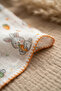 Rabbit Carrot Patterned Orange Edge Piping Embroidered Cotton Muslin Baby Blanket 90*90 cm - 2