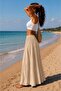 Women's Linen Blend Summer Skirt with Pockets and Elastic Waist (100cm) - 4