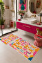 Colorful "This Is My Happy Place" Written Bath Mat Set of 2 - 4