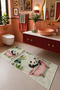 White Light Green Panda Patterned Non-Slip Base Bath Mat Set of 2 - 4