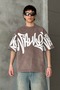 Premium Acid Wash Graphic Print Oversize T-Shirt - 4