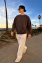 Men's Daily Comfortable Fit Basic Brown Sweatshirt - 4