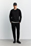 Men's Black Crew Neck Easy-Iron Regular Fit Sweatshirt B001035 - 5