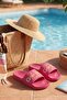 Pink Single-Strip Beach Slippers with Writing, Casual Slippers - 4