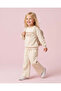 Girls Beige Sweatshirt And Wide Leg Track Pants Jog Set